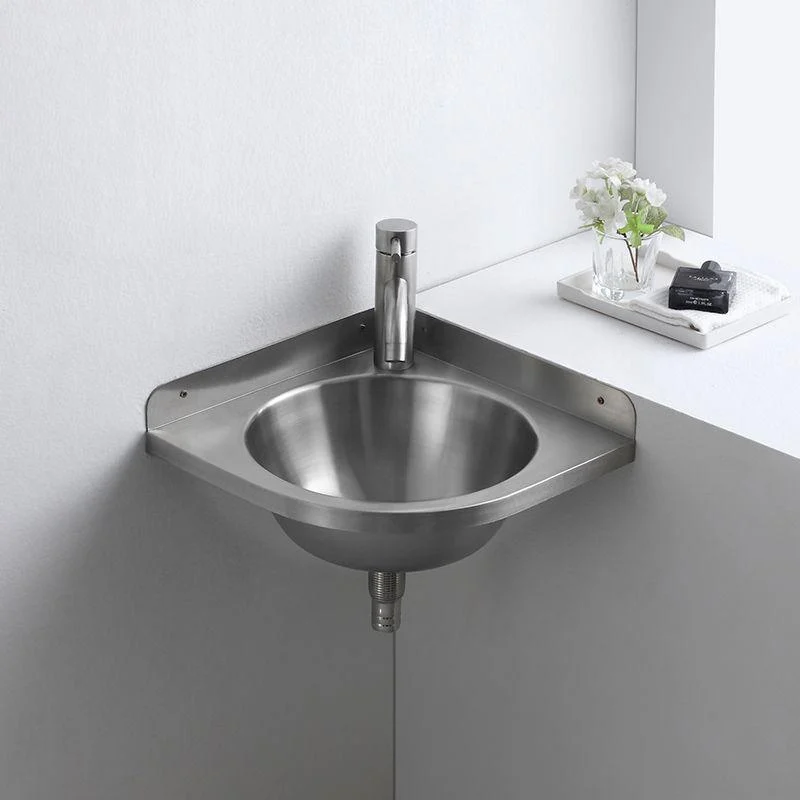 Modern Corner Sinks Metal Round with Tap Wall Mount Bathroom Sink -Bathlova