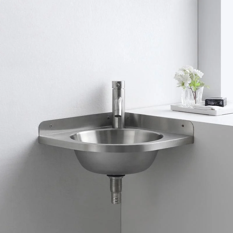 Modern Corner Sinks Metal Round with Tap Wall Mount Bathroom Sink -Bathlova