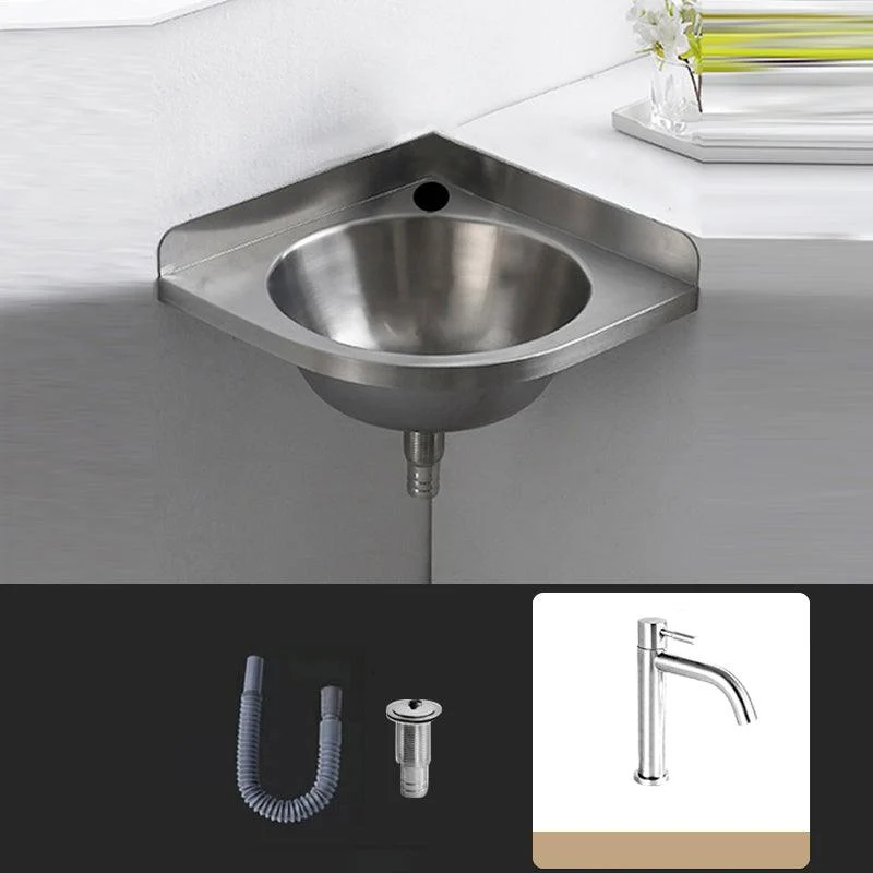 Modern Corner Sinks Metal Round with Tap Wall Mount Bathroom Sink -Bathlova