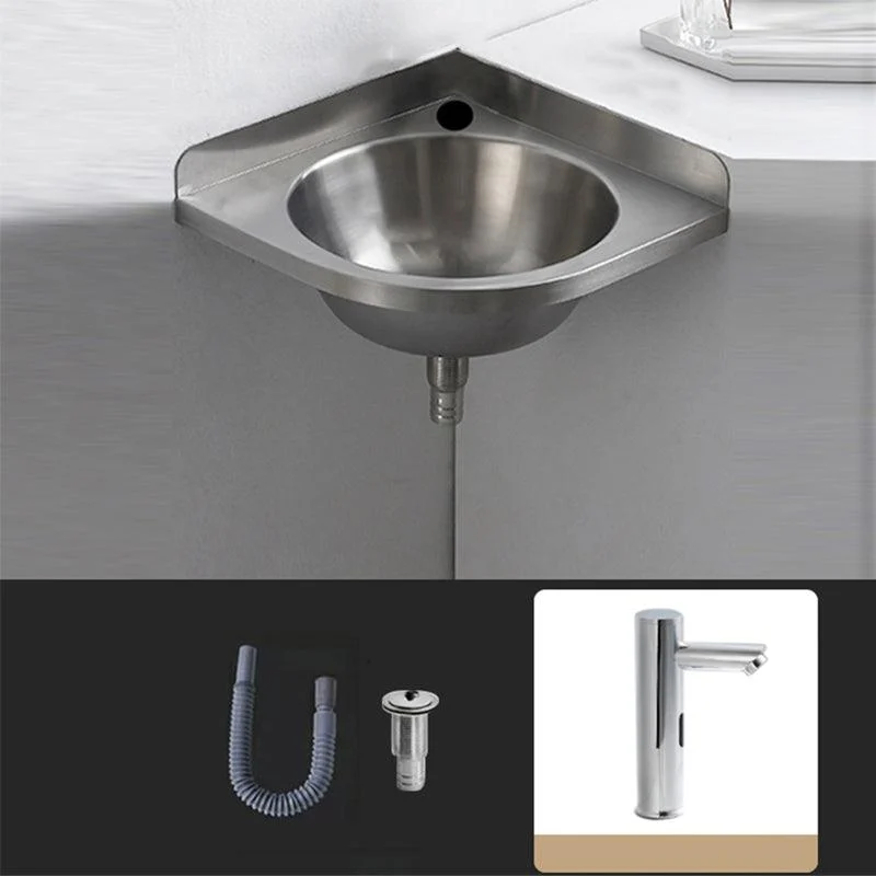 Modern Corner Sinks Metal Round with Tap Wall Mount Bathroom Sink -Bathlova