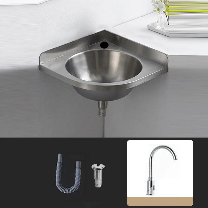 Modern Corner Sinks Metal Round with Tap Wall Mount Bathroom Sink -Bathlova