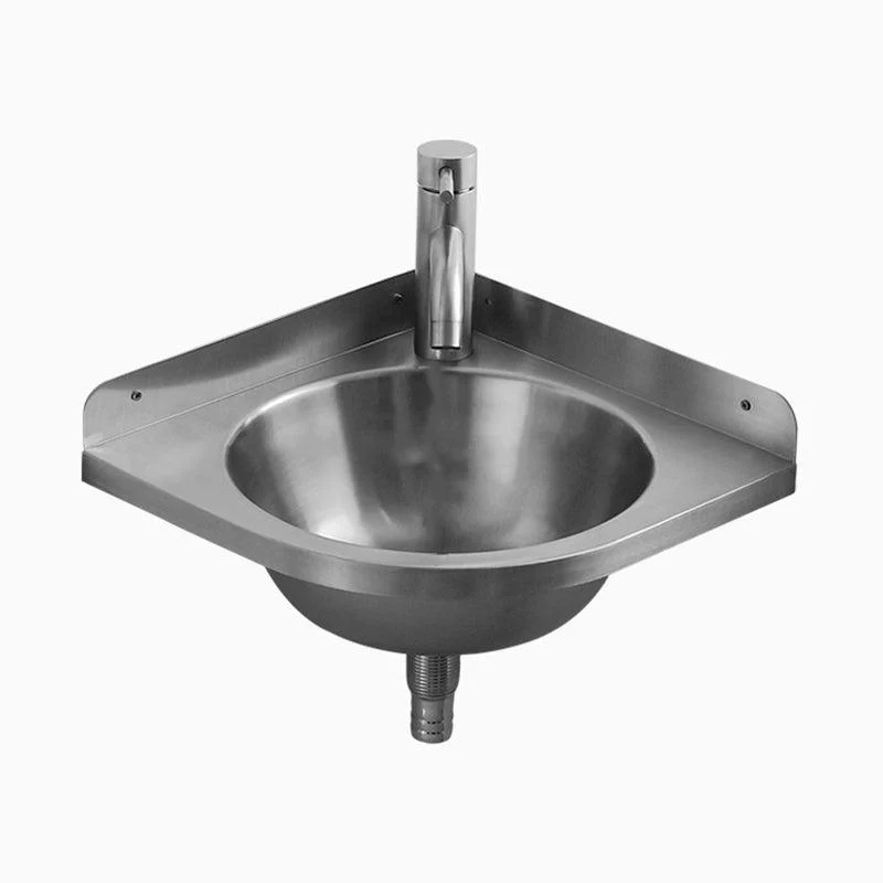 Modern Corner Sinks Metal Round with Tap Wall Mount Bathroom Sink -Bathlova