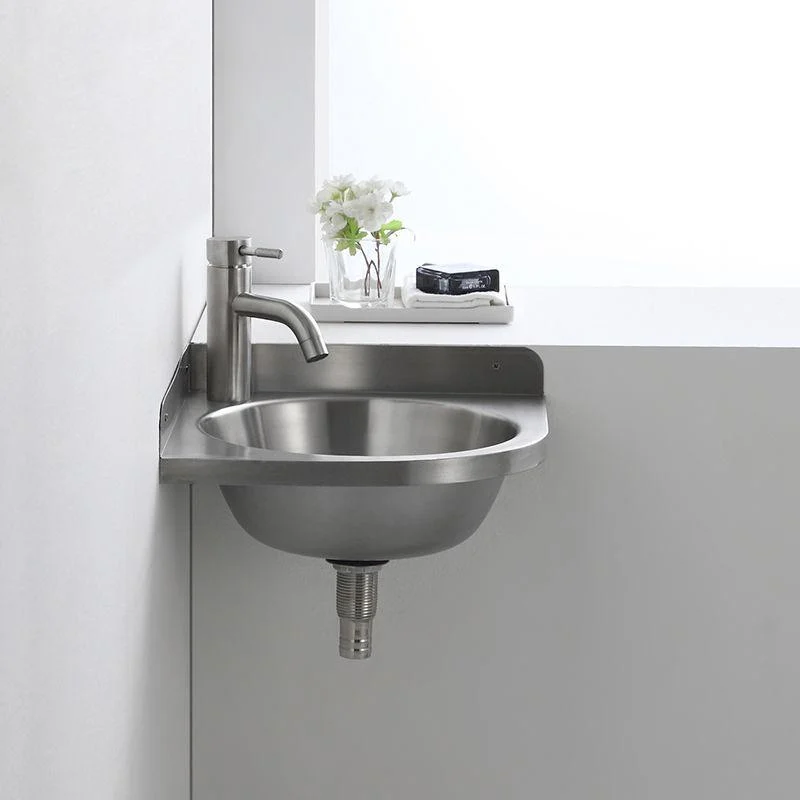 Modern Corner Sinks Metal Round with Tap Wall Mount Bathroom Sink -Bathlova