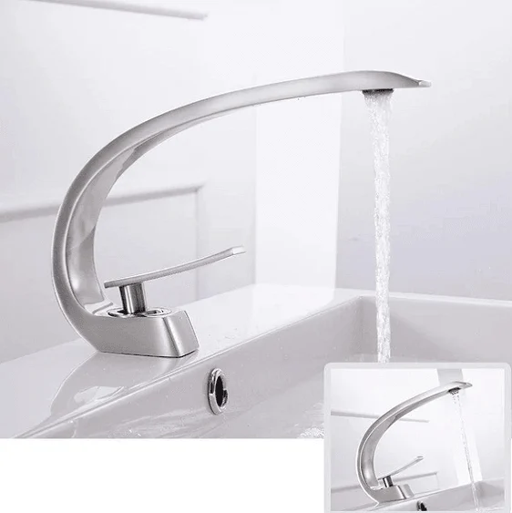 Modern Crane Design Single Handle Basin Tap -Bathlova