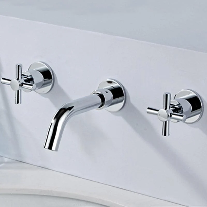 Modern Cross Handle Tap Solid Color Wall Mounted Bathroom Tap -Bathlova