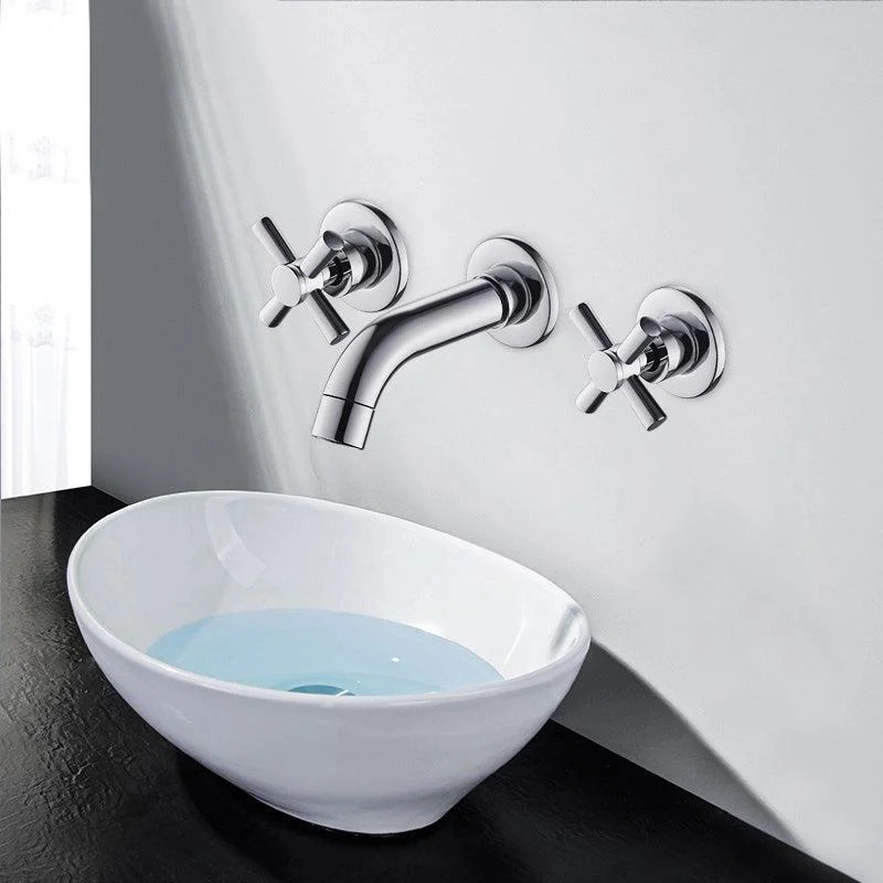 Modern Cross Handle Tap Solid Color Wall Mounted Bathroom Tap -Bathlova