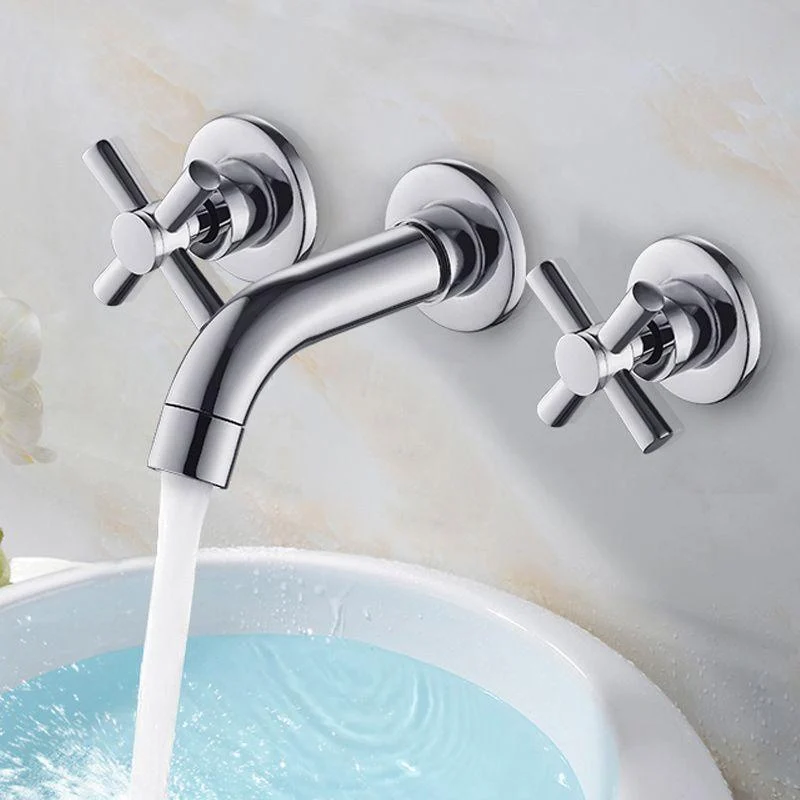 Modern Cross Handle Tap Solid Color Wall Mounted Bathroom Tap -Bathlova