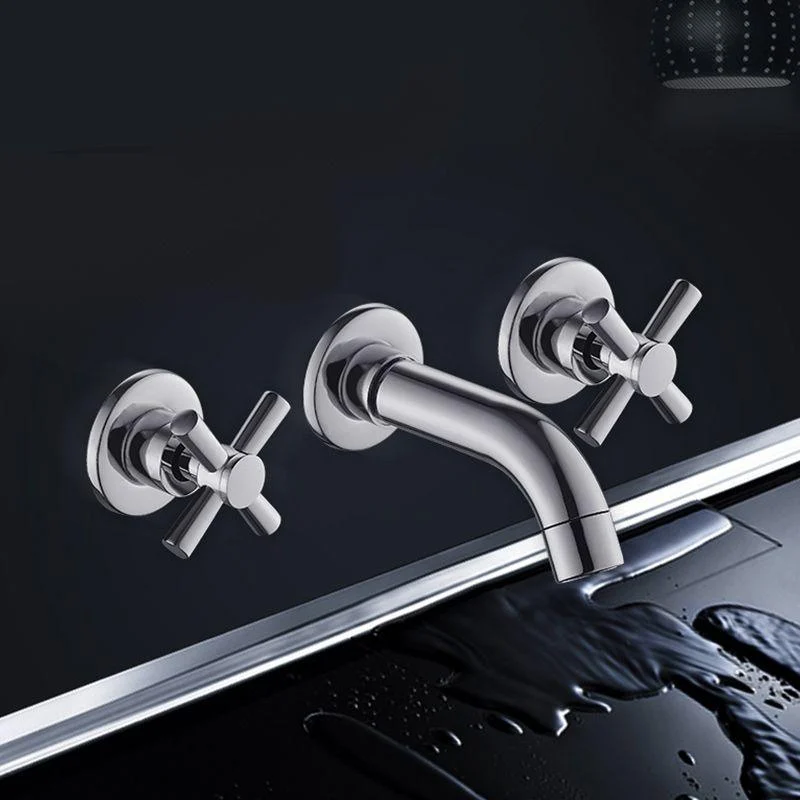 Modern Cross Handle Tap Solid Color Wall Mounted Bathroom Tap -Bathlova