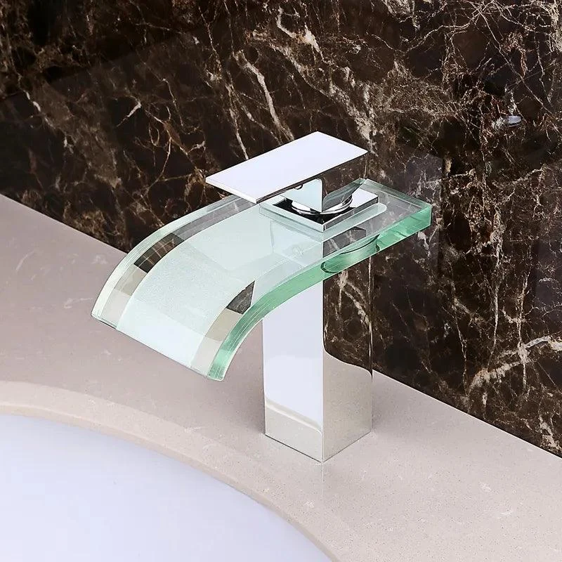 Modern Crystal Glass Waterfall Bathroom Tap -Bathlova