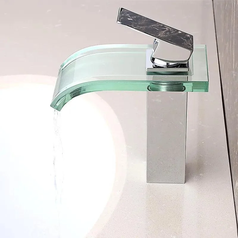 Modern Crystal Glass Waterfall Bathroom Tap -Bathlova