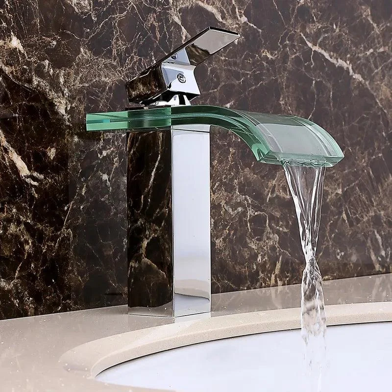 Modern Crystal Glass Waterfall Bathroom Tap -Bathlova