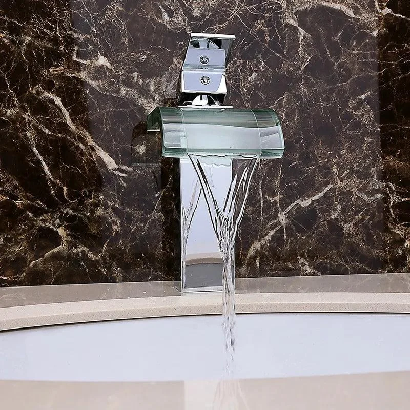 Modern Crystal Glass Waterfall Bathroom Tap -Bathlova