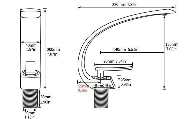 Modern Curved Bathroom Tap -Bathlova