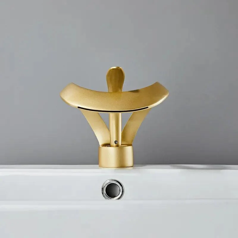 Modern Curved Waterfall Bathroom Sink Tap with Single Handle -Bathlova