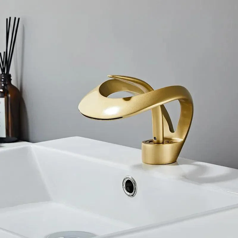 Modern Curved Waterfall Bathroom Sink Tap with Single Handle -Bathlova