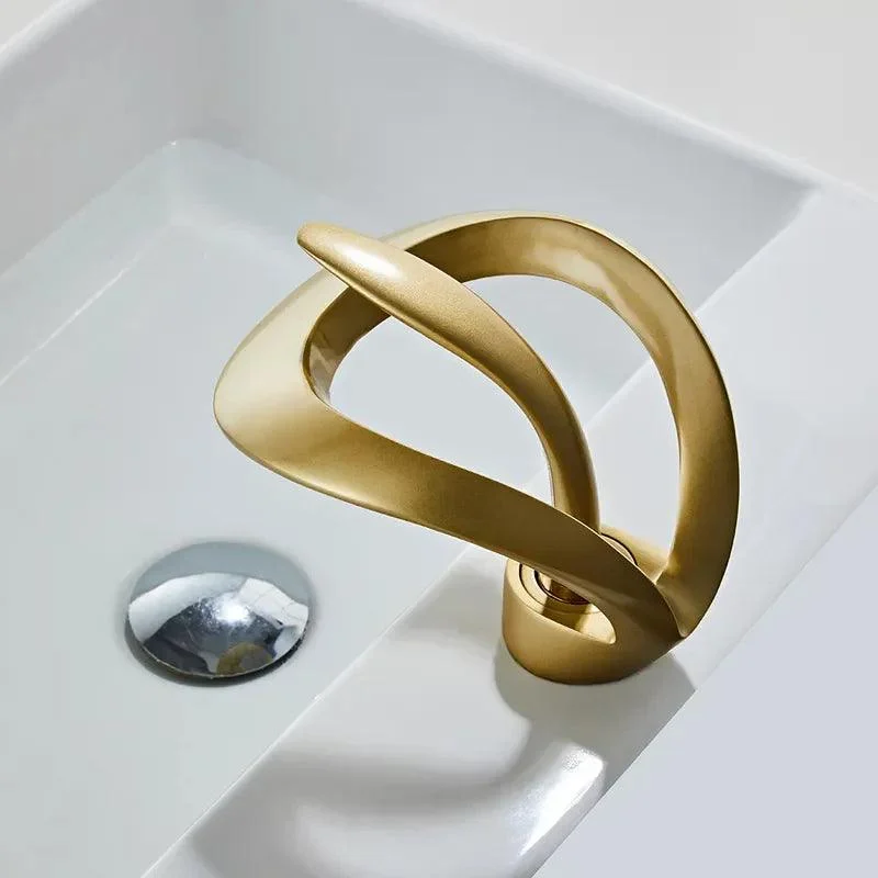 Modern Curved Waterfall Bathroom Sink Tap with Single Handle -Bathlova