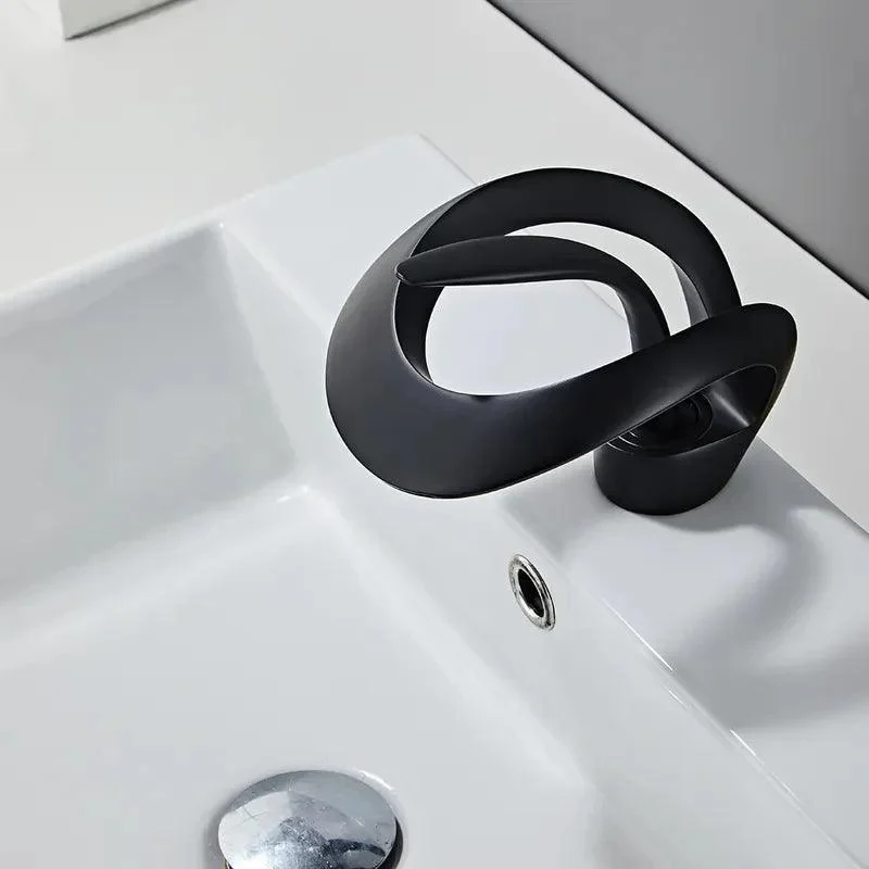 Modern Curved Waterfall Bathroom Sink Tap with Single Handle -Bathlova