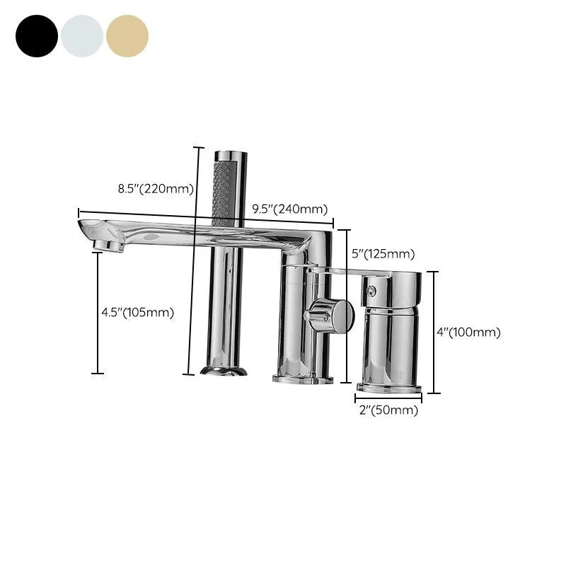 Modern Deck Mounted Freestanding Tub Filler Metal Freestanding Tap with Handles -Bathlova