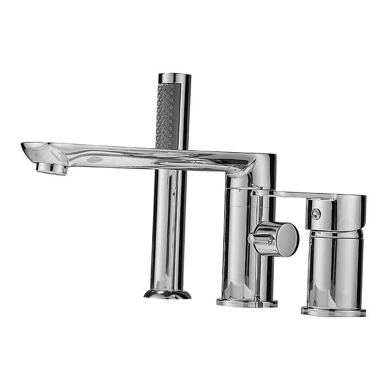 Modern Deck Mounted Freestanding Tub Filler Metal Freestanding Tap with Handles -Bathlova