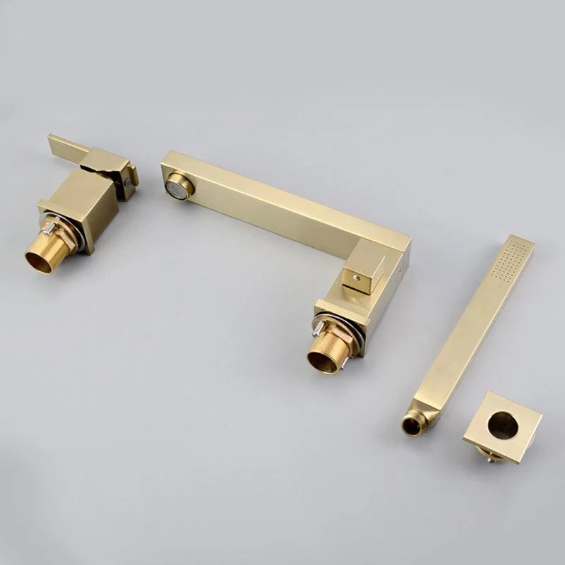 Modern Deck Mounted Low Arc Roman Tub Tap Copper Roman Tub Tap Set -Bathlova