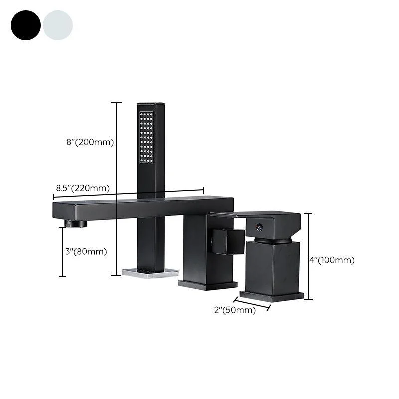 Modern Deck Mounted Metal Freestanding Tub Filler Low Arc Freestanding Tap with Hose -Bathlova