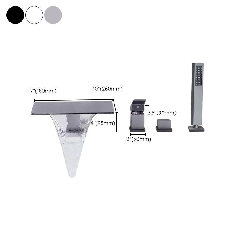 Modern Deck Mounted Metal Freestanding Tub Filler Waterfall Freestanding Tap -Bathlova