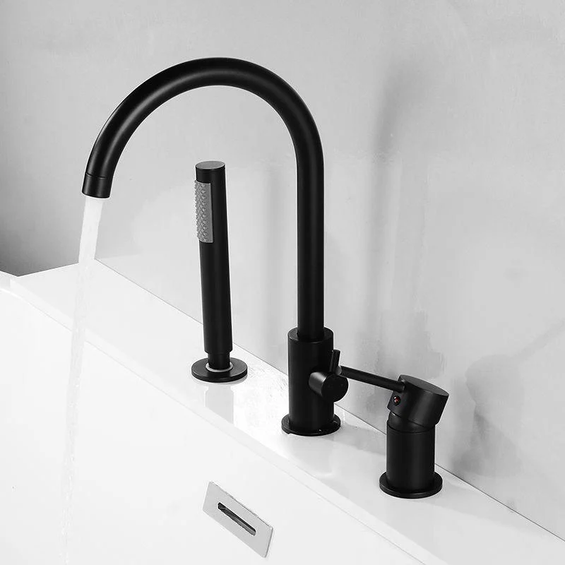 Modern Deck Mounted Metal Tub Filler Gooseneck Tap in Black/Gold/Silver -Bathlova