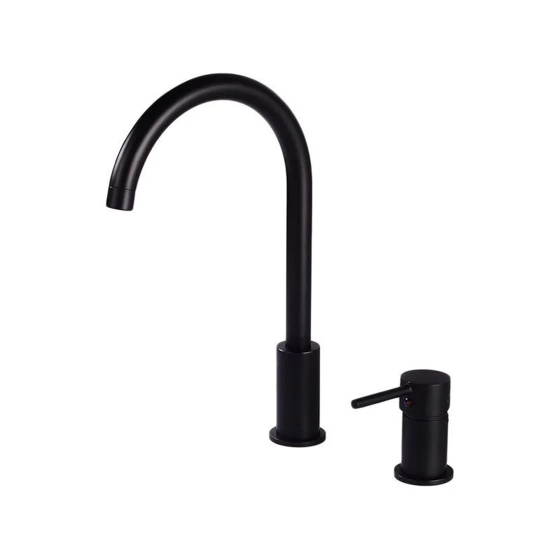 Modern Deck Mounted Metal Tub Filler Gooseneck Tap in Black/Gold/Silver -Bathlova