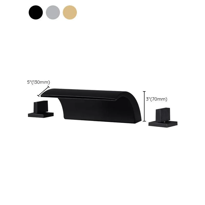 Modern Deck Mounted Metal Tub Filler Low Arc Tap in Black/Gold -Bathlova