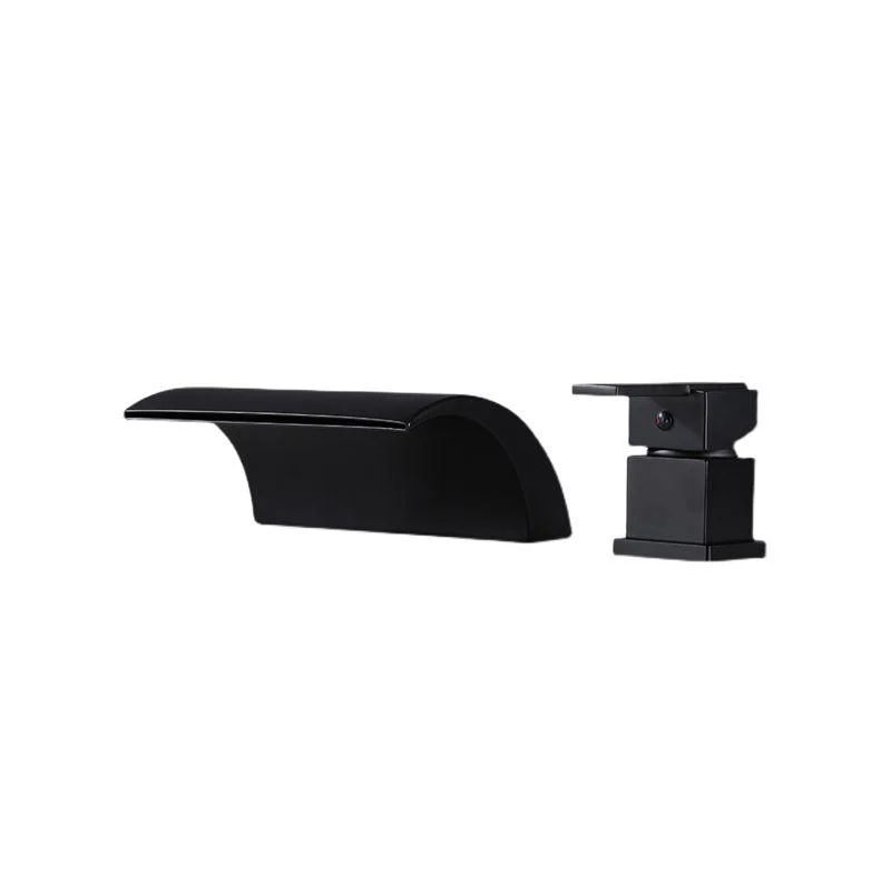 Modern Deck Mounted Metal Tub Filler Low Arc Tap in Black/Gold -Bathlova