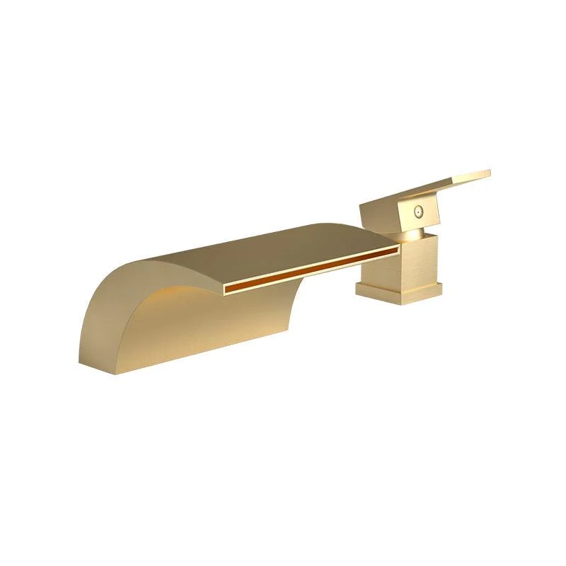 Modern Deck Mounted Metal Tub Filler Low Arc Tap in Black/Gold -Bathlova