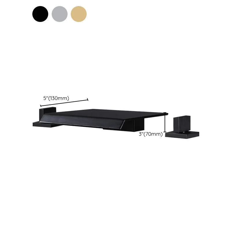 Modern Deck Mounted Metal Tub Filler Low Arc Tap in Black/Gold -Bathlova