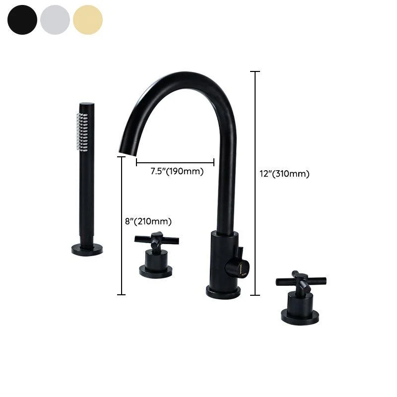 Modern Deck Mounted Tub Tap Trim Metal Tub Tap Trim with Hose -Bathlova