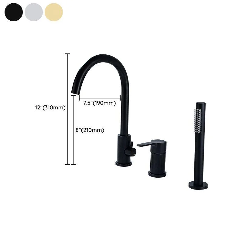 Modern Deck Mounted Tub Tap Trim Metal Tub Tap Trim with Hose -Bathlova