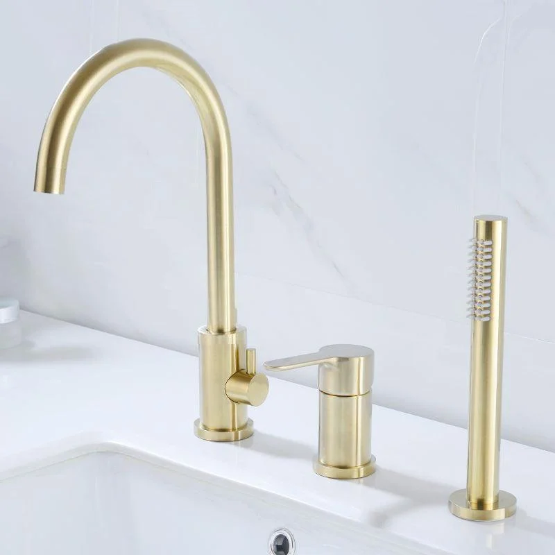 Modern Deck Mounted Tub Tap Trim Metal Tub Tap Trim with Hose -Bathlova