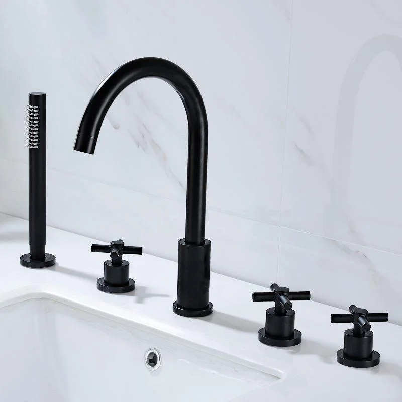 Modern Deck Mounted Tub Tap Trim Metal Tub Tap Trim with Hose -Bathlova