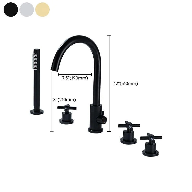 Modern Deck Mounted Tub Tap Trim Metal Tub Tap Trim with Hose -Bathlova