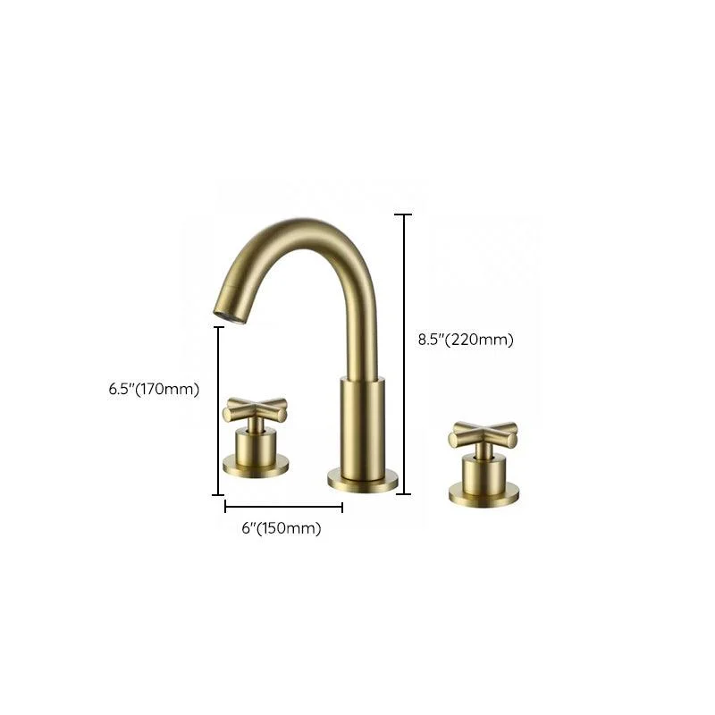 Modern Double Handle Sink Tap with Water Inlet Pipe Bathroom Brass Sink Tap -Bathlova