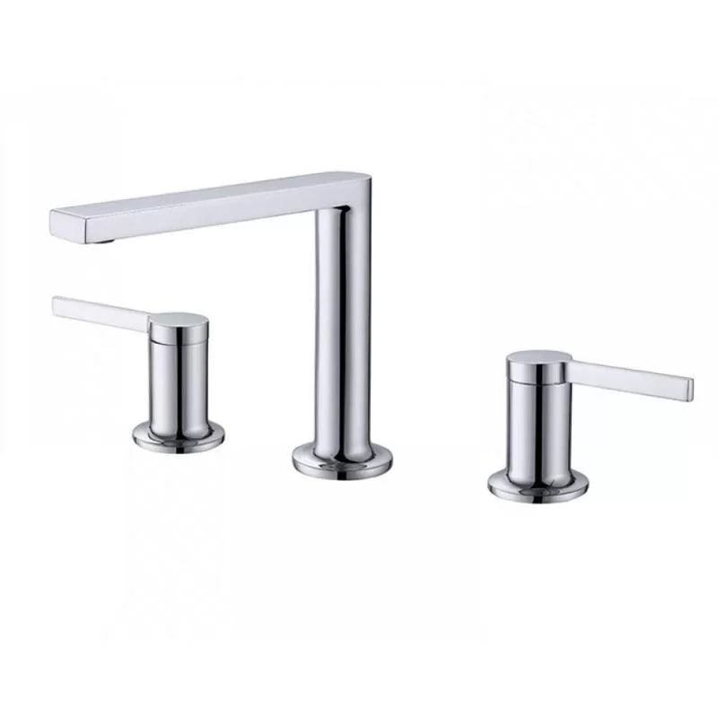 Modern Double Handle Sink Tap with Water Inlet Pipe Bathroom Brass Sink Tap -Bathlova