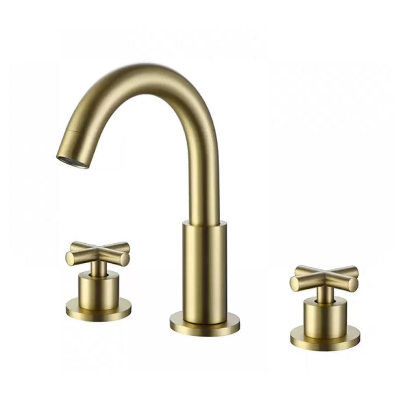 Modern Double Handle Sink Tap with Water Inlet Pipe Bathroom Brass Sink Tap -Bathlova