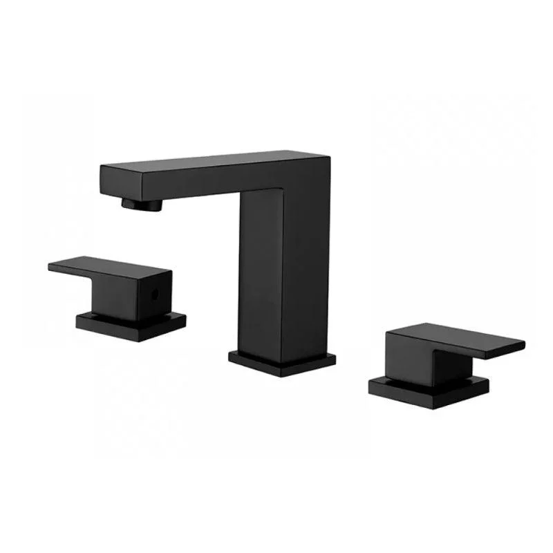 Modern Double Handle Sink Tap with Water Inlet Pipe Bathroom Brass Sink Tap -Bathlova