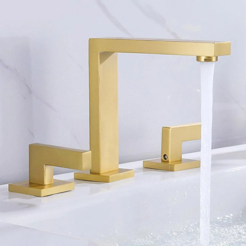 Modern Double Handle Sink Tap with Water Inlet Pipe Bathroom Brass Sink Tap -Bathlova