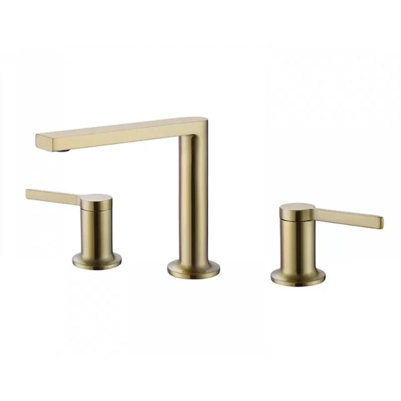 Modern Double Handle Sink Tap with Water Inlet Pipe Bathroom Brass Sink Tap -Bathlova