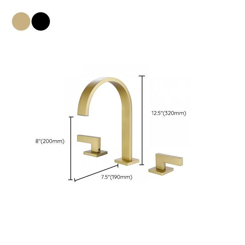 Modern Double Handle Sink Tap with Water Inlet Pipe Bathroom Brass Sink Tap -Bathlova