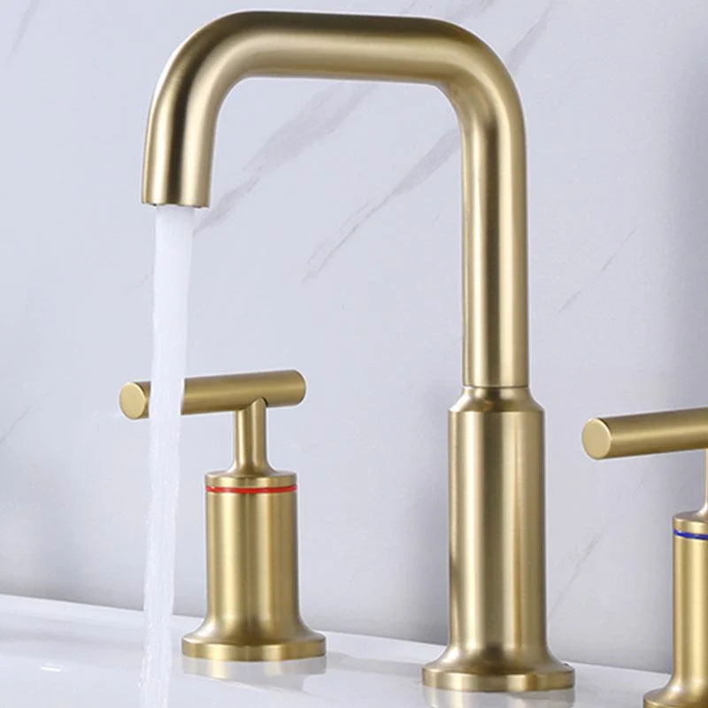 Modern Double Handle Sink Tap with Water Inlet Pipe Bathroom Brass Sink Tap -Bathlova