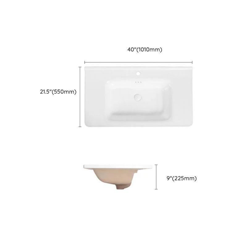 Modern Drop-in Bathroom Sink Porcelain Left Basin Bathroom Sink(Not Included Tap) -Bathlova