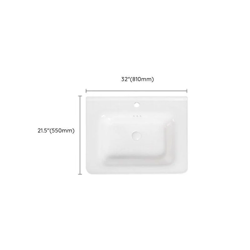 Modern Drop-in Bathroom Sink Porcelain Left Basin Bathroom Sink(Not Included Tap) -Bathlova