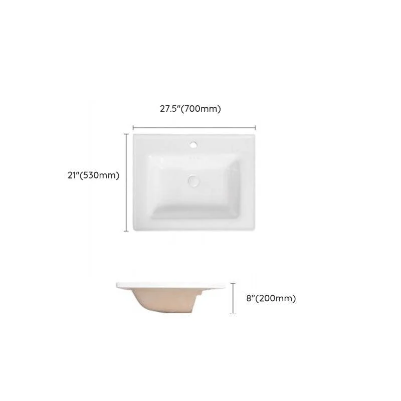 Modern Drop-in Bathroom Sink Porcelain Left Basin Bathroom Sink(Not Included Tap) -Bathlova