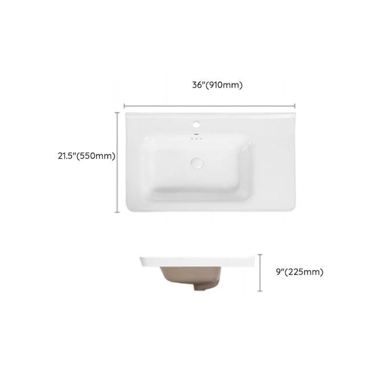 Modern Drop-in Bathroom Sink Porcelain Left Basin Bathroom Sink(Not Included Tap) -Bathlova