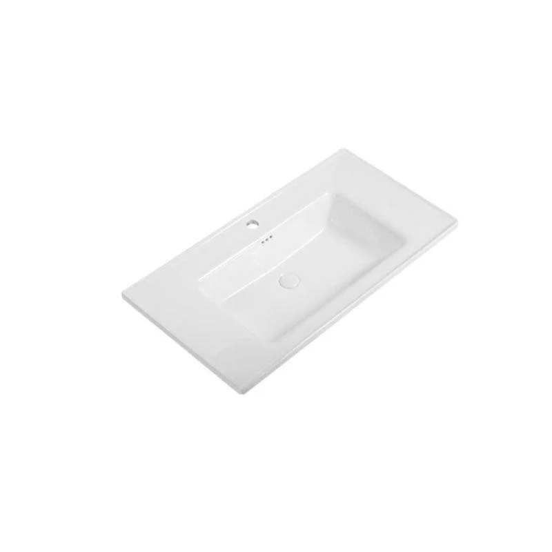 Modern Drop-in Bathroom Sink Porcelain Left Basin Bathroom Sink(Not Included Tap) -Bathlova